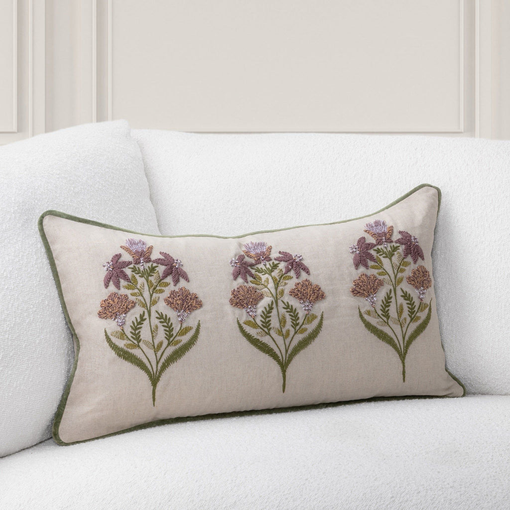 Belcourt - 14" x 26" Pillow - Floral Multi / Olive Green