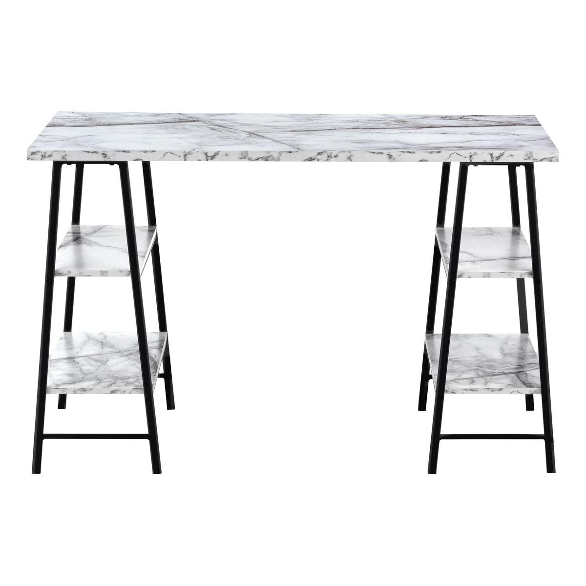 Computer Desk For Home Office, Laptop, Storage Shelves, Contemporary Versatile Placement - White