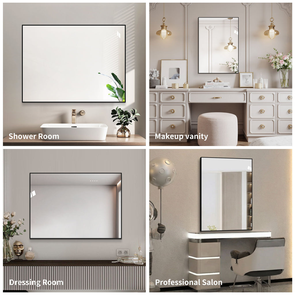 Rectangular Framed Bathroom Wall Mirror, Horizontal Or Vertical Mount