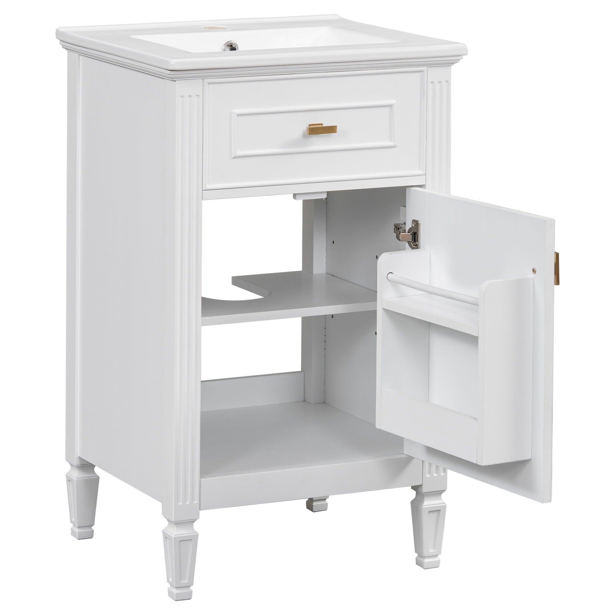 Bathroom Vanity With Sink, Adjustable Shelf, Tilt-Out Drawer
