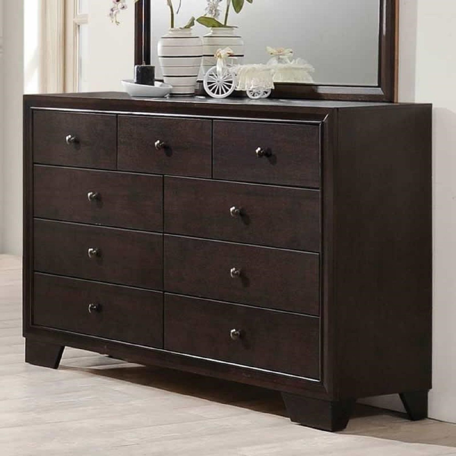 1 Piece Dresser With 9 Drawers - Brown