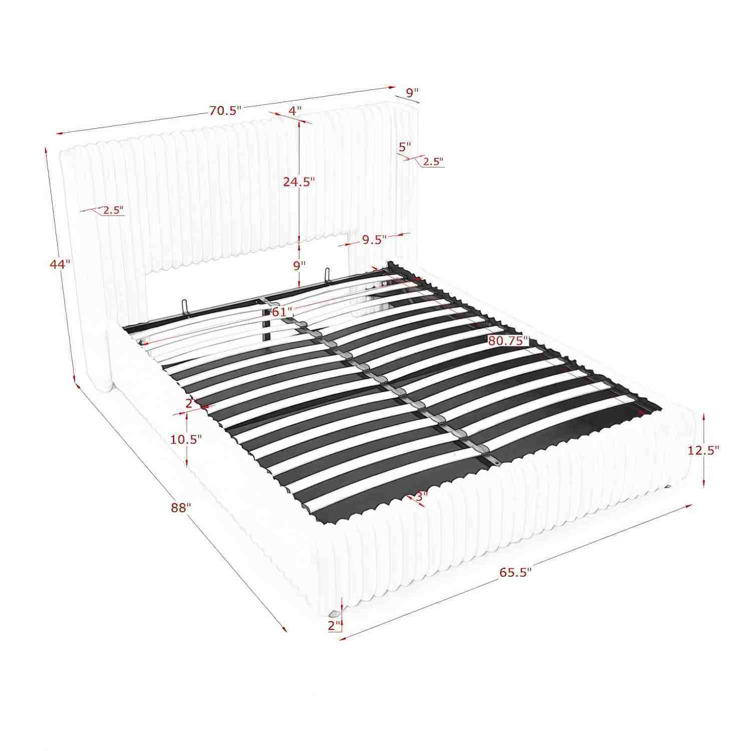Functional Vertical Striped Bed With Gas Lift Storage