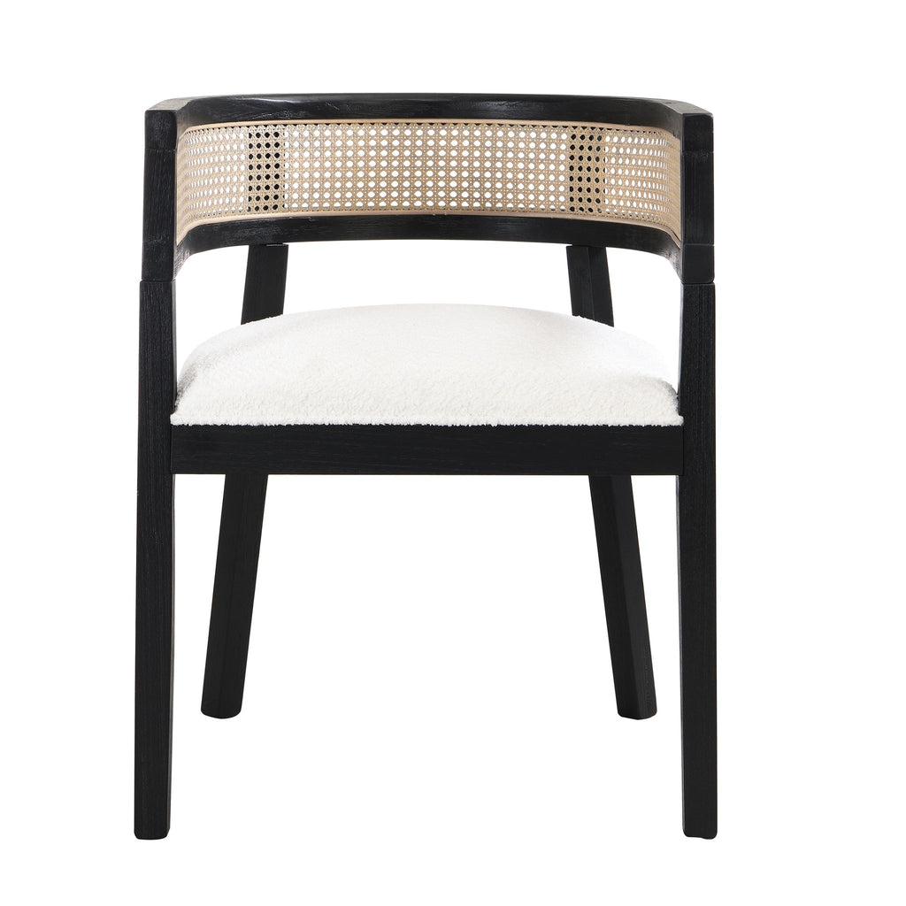 Contemporary Dining Chair Set With Rattan Backrest