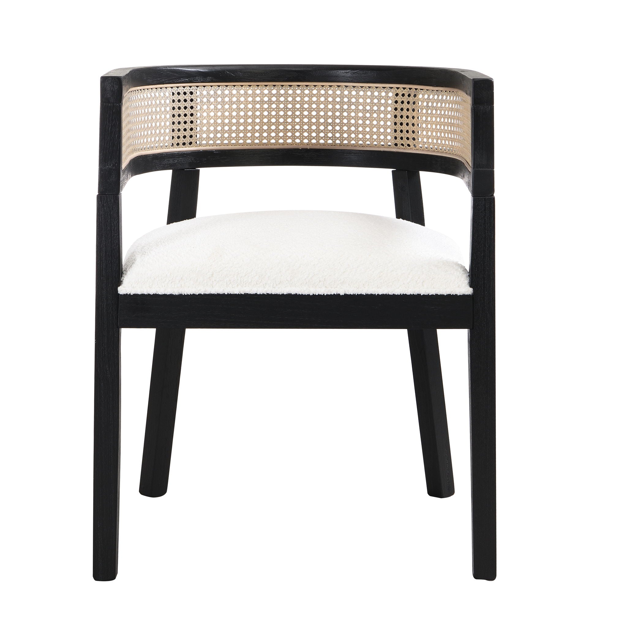Contemporary Dining Chair Set With Rattan Backrest