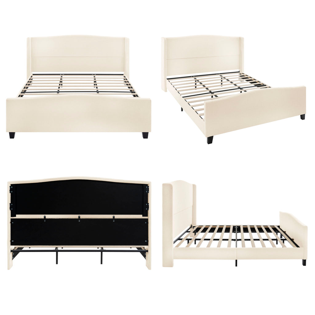 Platform Bed Frame With Tall Headboard And High Footboard