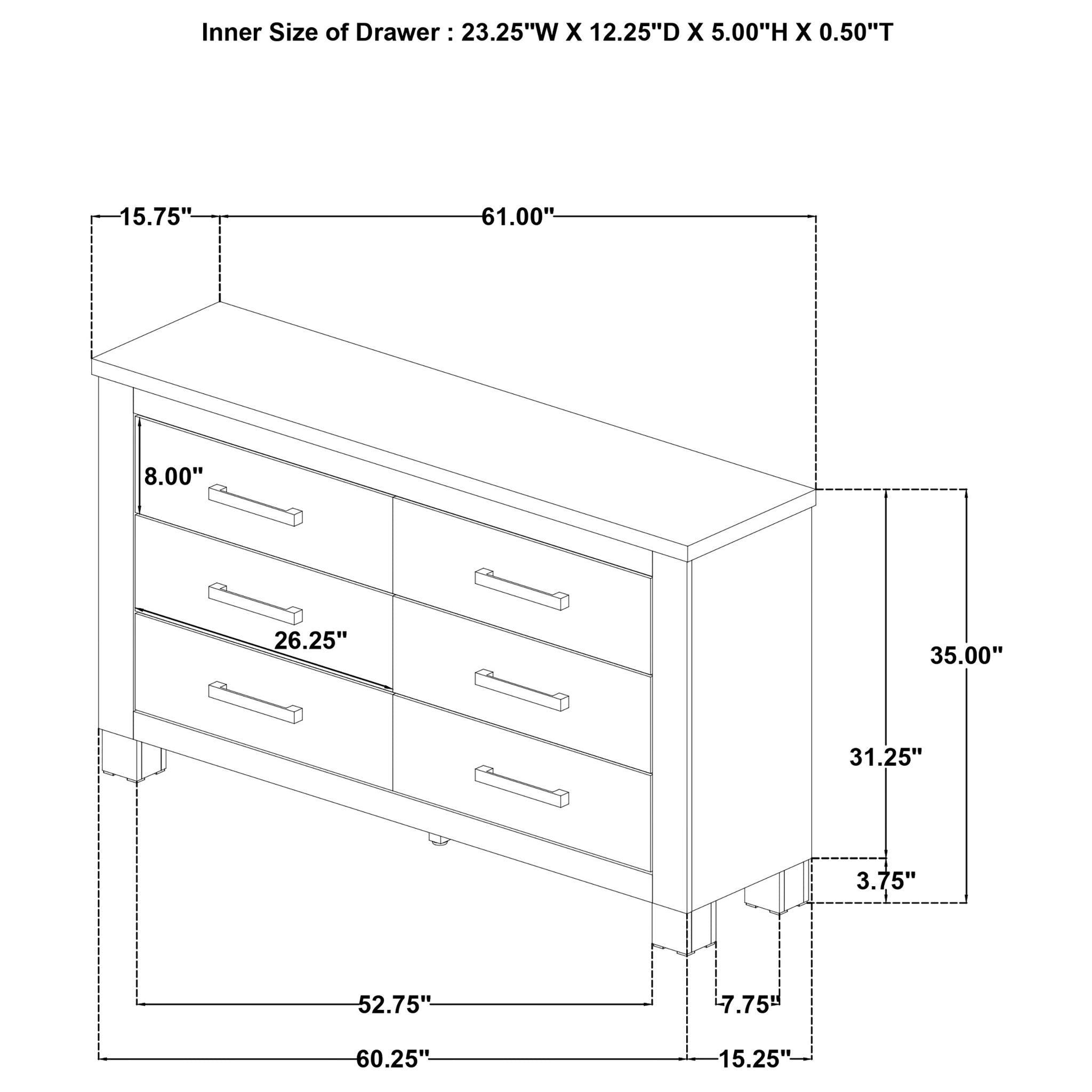 Sansome - 6 Drawer Bedroom Dresser With Pulls - Oak