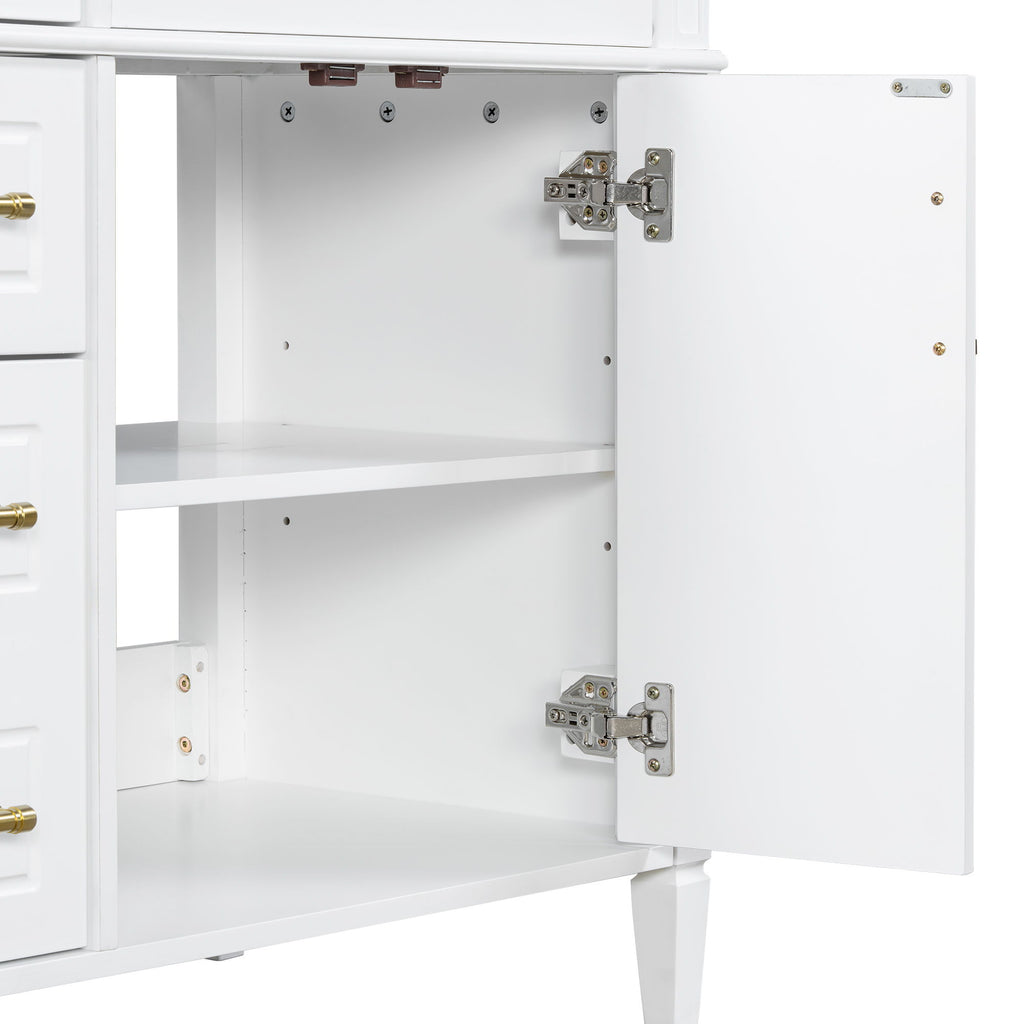 Bathroom Vanity With Sink, 4 Drawers, 2 Doors