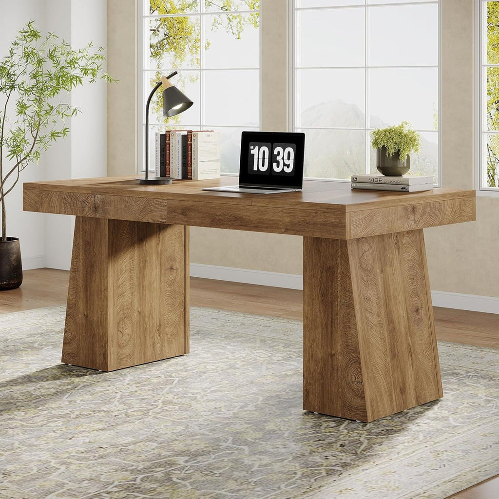 Executive Desk, Workstation With Double Trapezoid Base