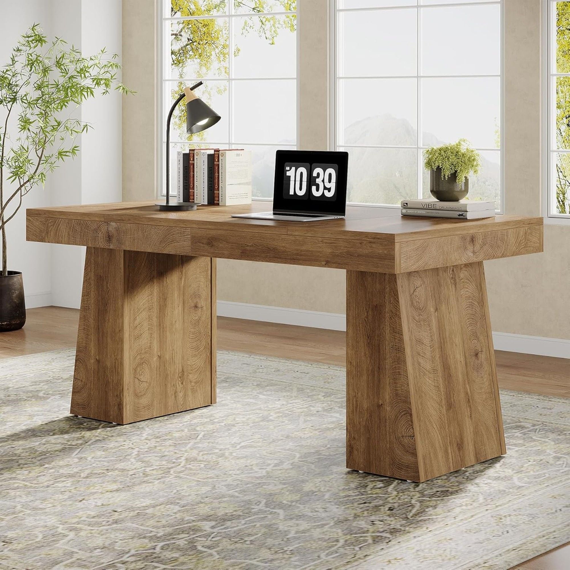 Executive Desk, Workstation With Double Trapezoid Base