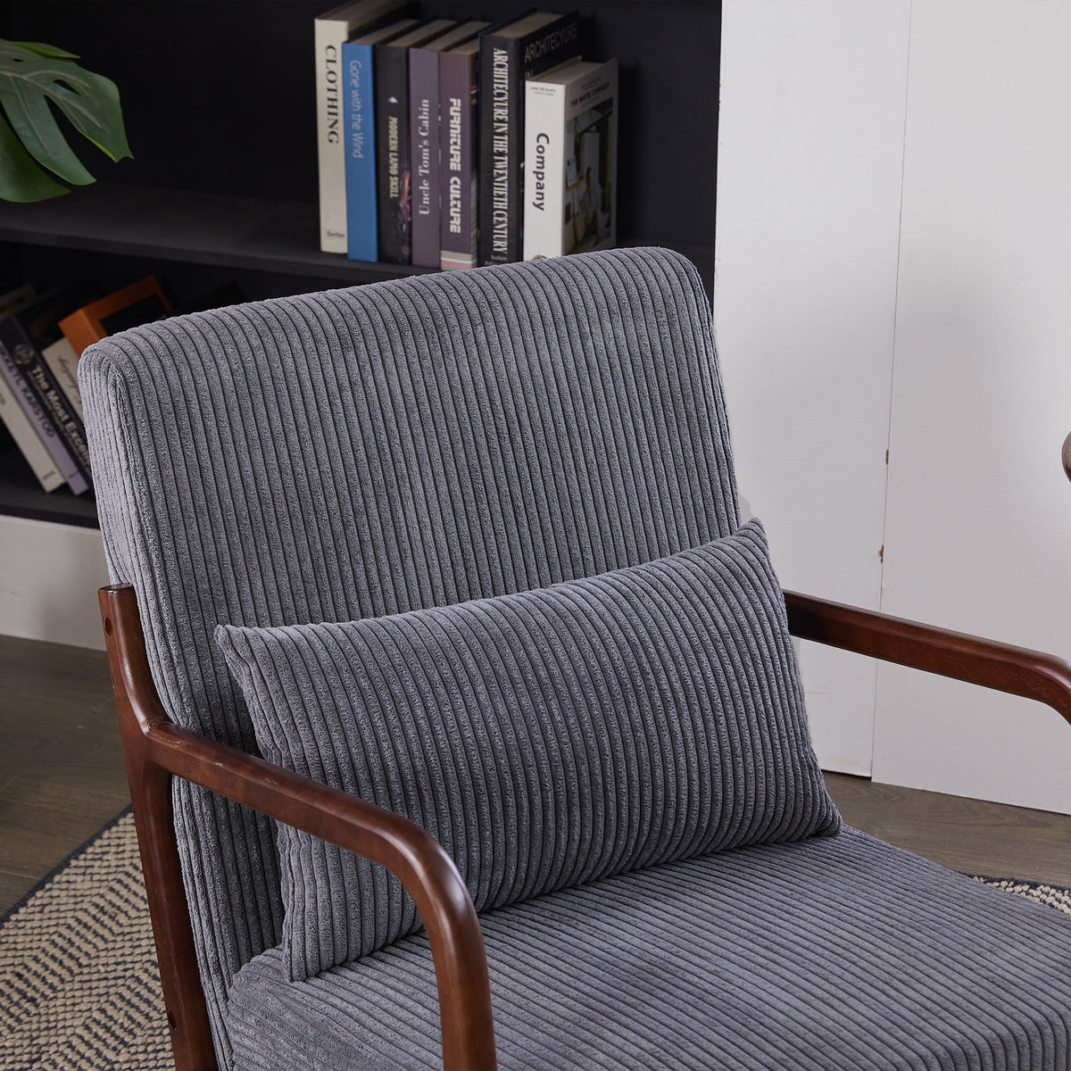 Accent Chair With Pillow And Wood Frame