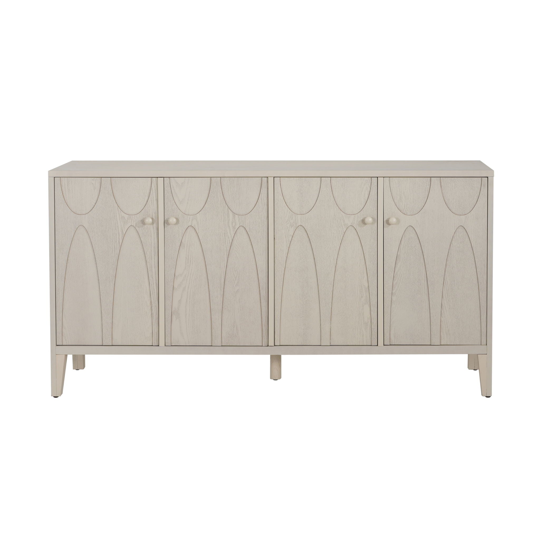 Wood Sideboard With Adjustable Shelves And Storage Cabinet - White Washed