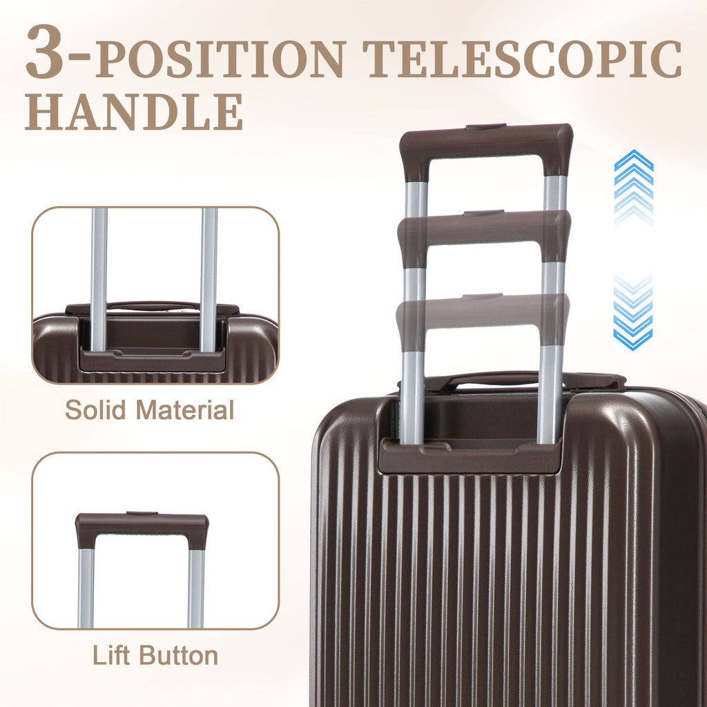 Luggage Set With Cosmetic Case, Combination Lock, Front Opening Design