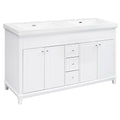 Bathroom Vanity With Double Sinks, 3 Drawers & 4 Doors, Soft Close, All Open Back Design - White