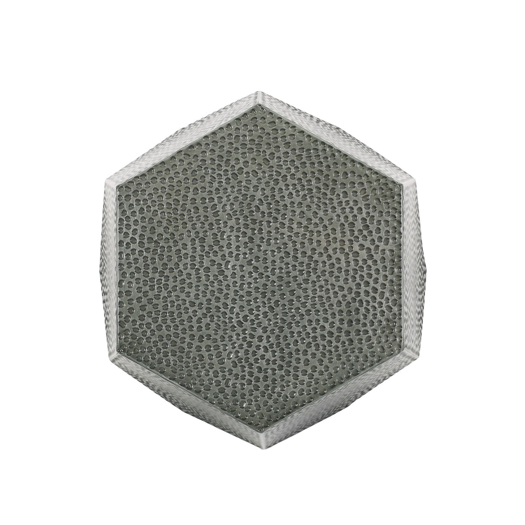 Modern Hammered Iron Geometric End Table
