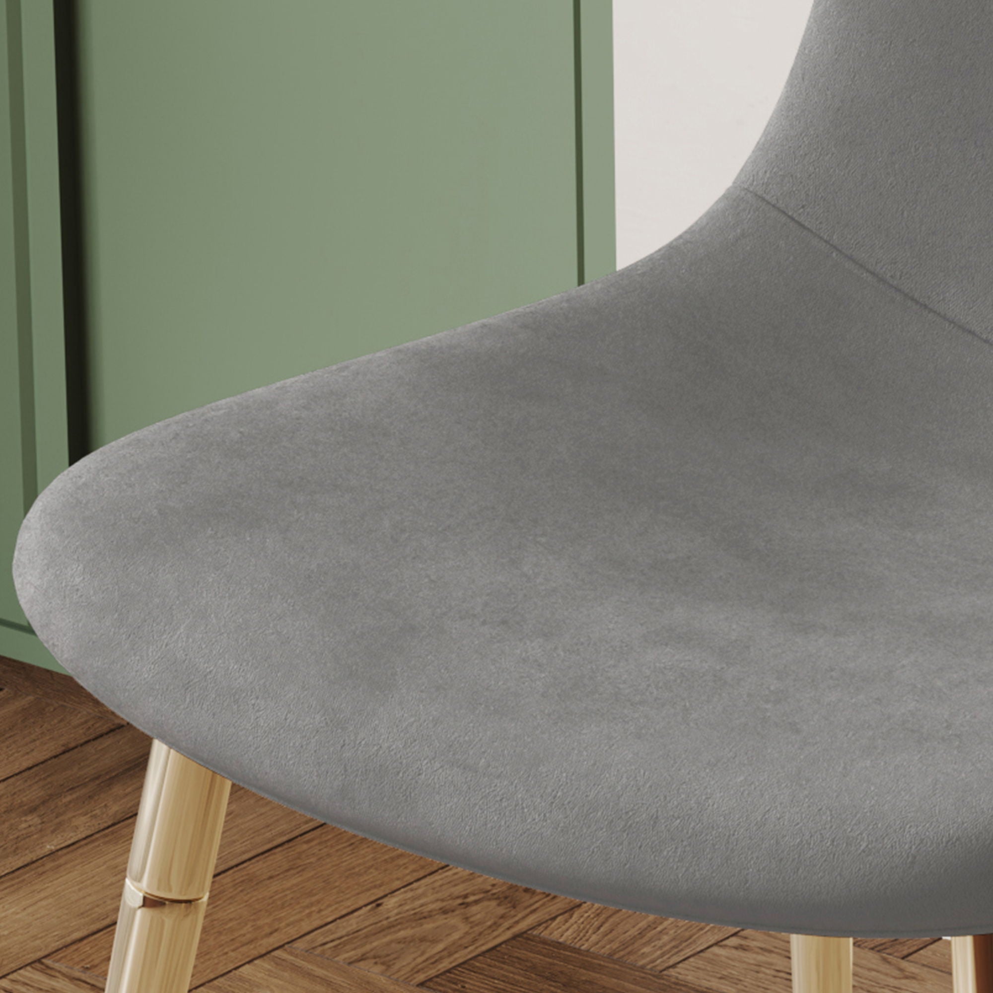 Fabric Dining Chairs, Upholstered Armless Accent Chairs, Classical Appearance And Metal Legs (Set of 4)