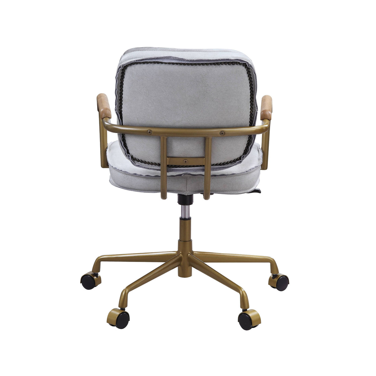 Siecross - Vintage Top Grain Leather Office Chair - Antique White / Gray