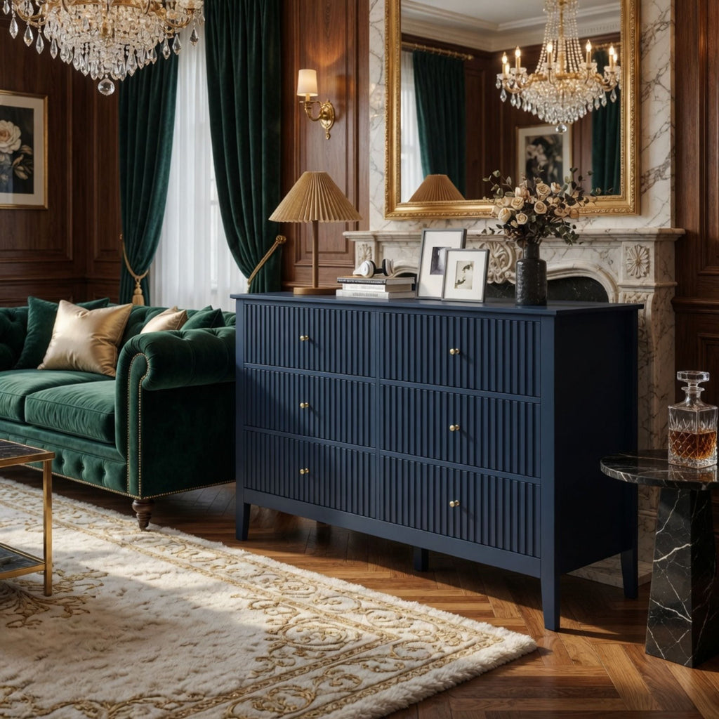 Modern 6 Drawer Fluted Dresser