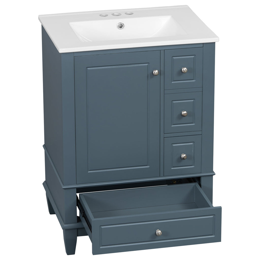 Modern Bathroom Vanity With Sink, Freestanding Cabinet With Drawers And Storage Shelves