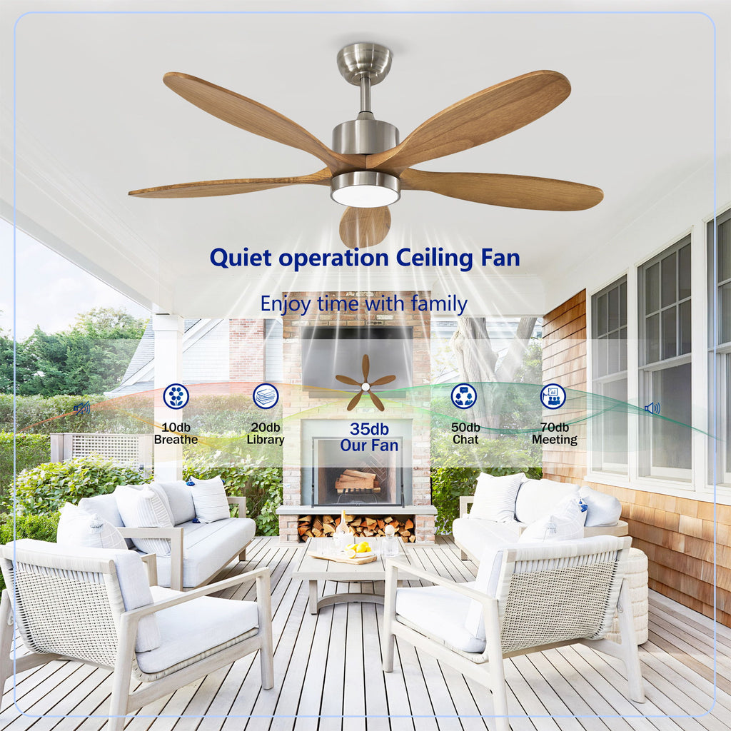 Ceiling Fan With Lights Quiet DC Motor Ceiling Fans 6 Speed Levels - Nickel
