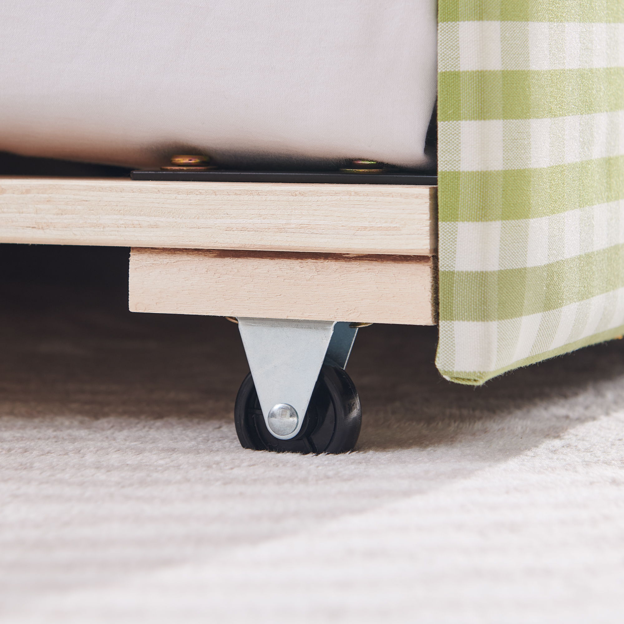 Gingham Daybed & USB Charging Port, Wave-Shaped Design