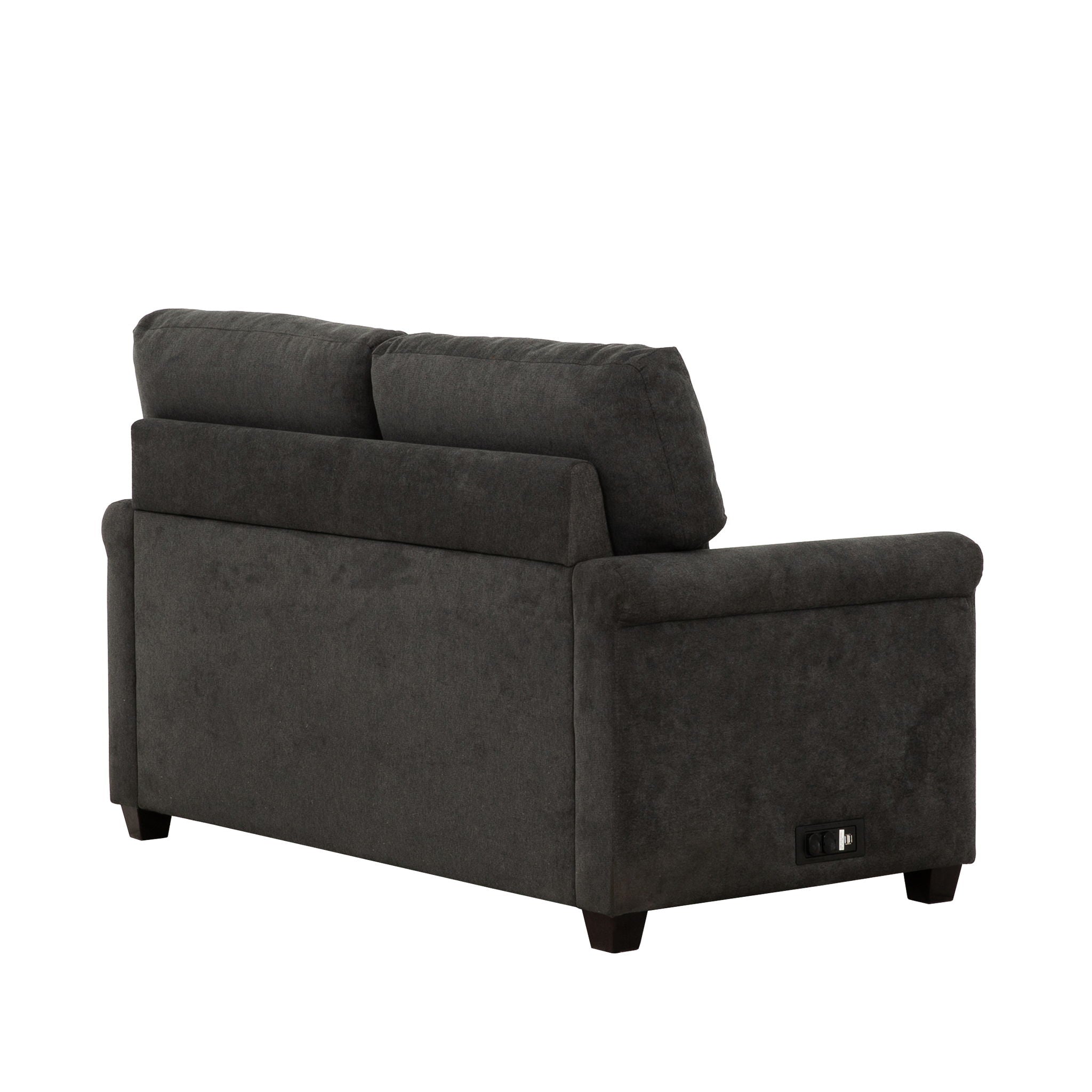 Convertible Twin Sleeper Sofa With USB Ports, 2 Seater Upholstered Loveseat - Dark Gray
