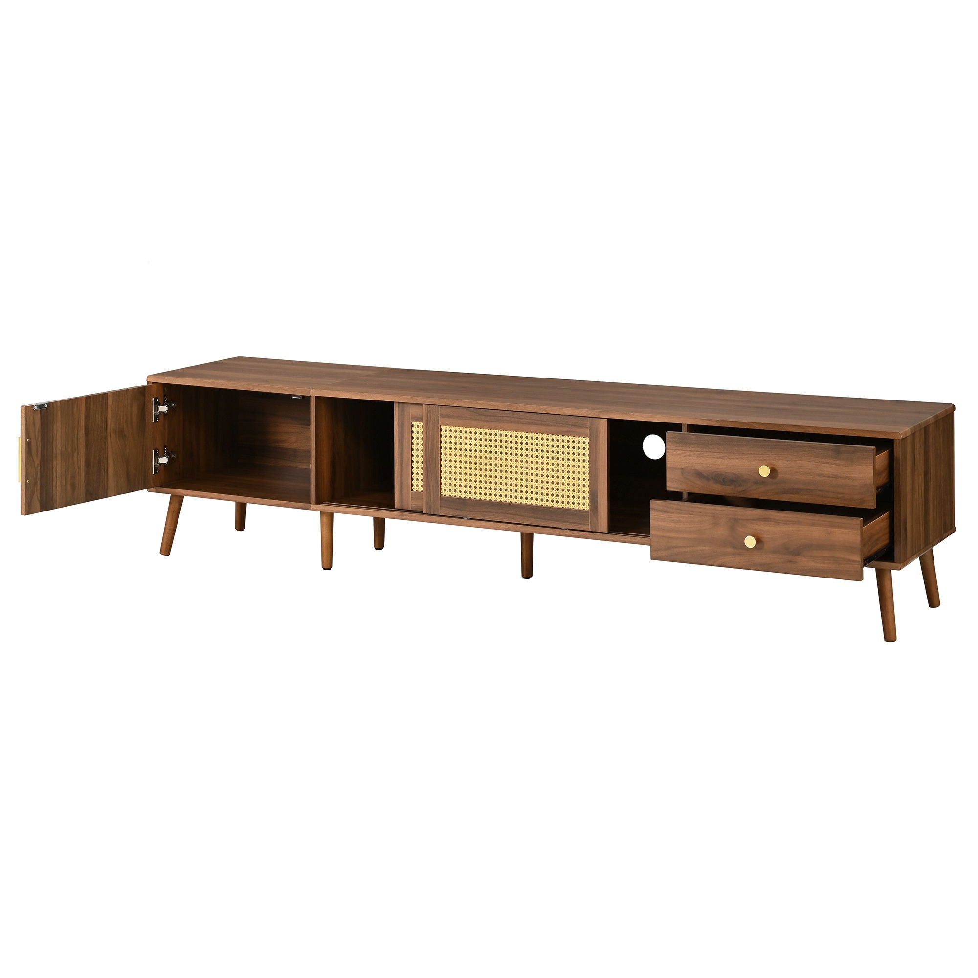 TV Stand With Storage Cabinets - Natural