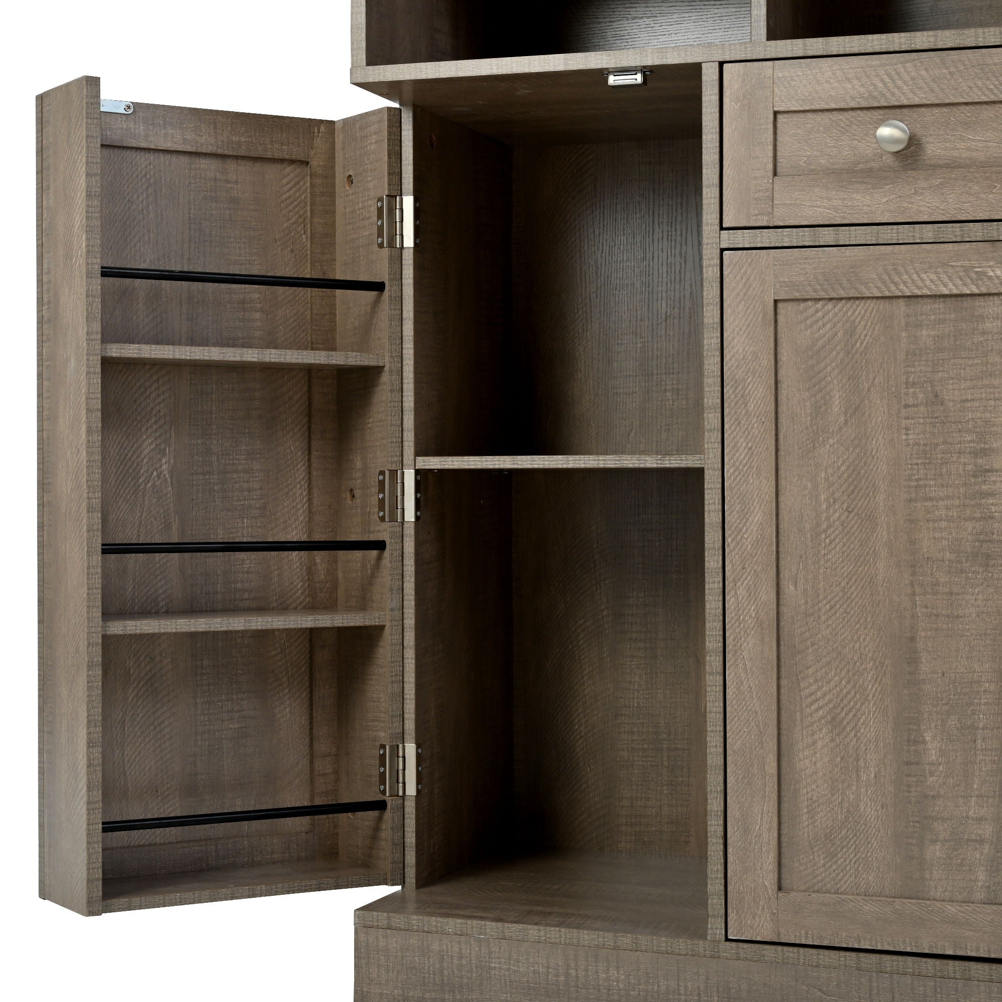 Large Kitchen Pantry Storage Cabinet Cupboard With Pull Out Side Cabinet