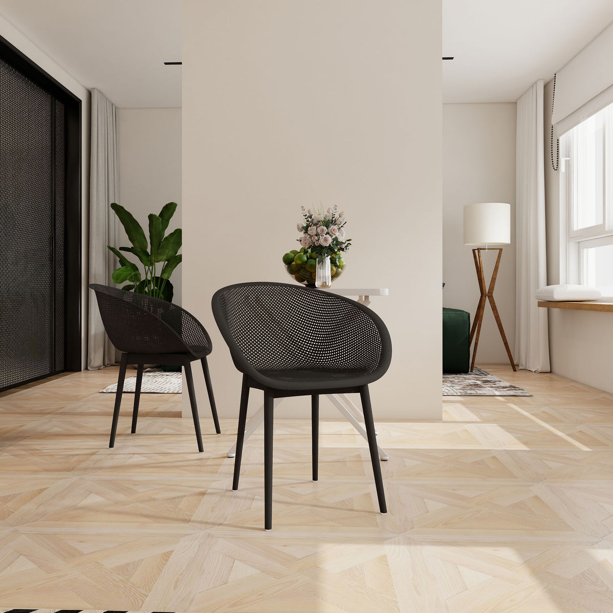 2 Piece Durable Single Chair With Hollow Out Design