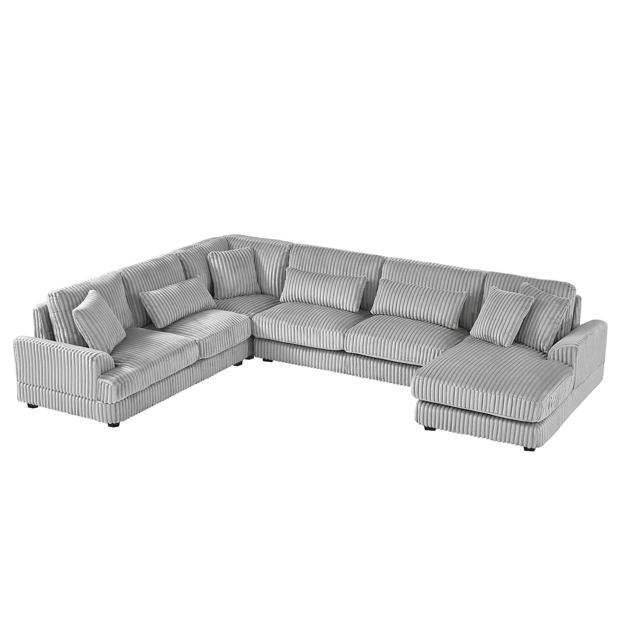 U - Shaped Sectional Sofa With Chaise Lounge, Oversized Living Room Sofa - Gray