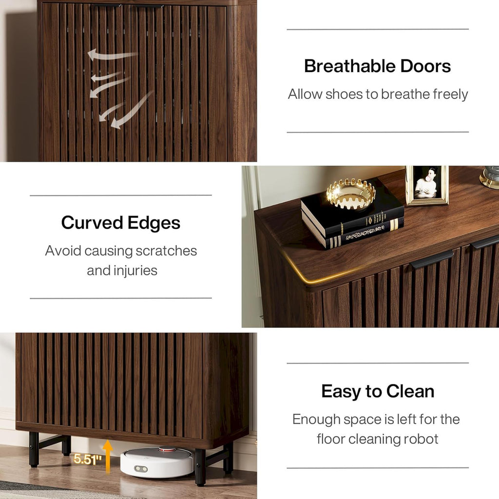 6 Tier Shoe Cabinet With Louvered Doors