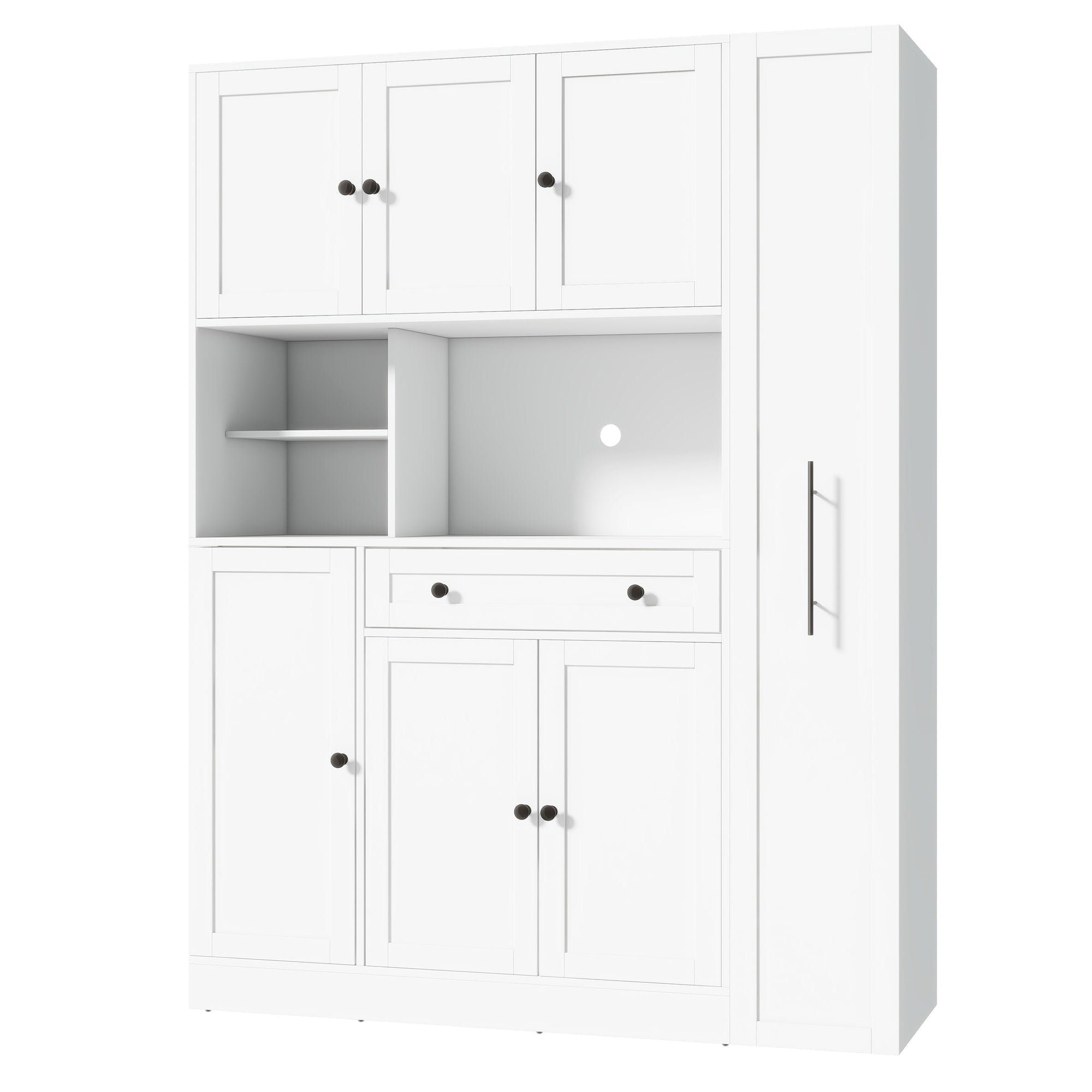 Large Kitchen Pantry Storage Cabinet Cupboard With Pull Out Side Cabinet