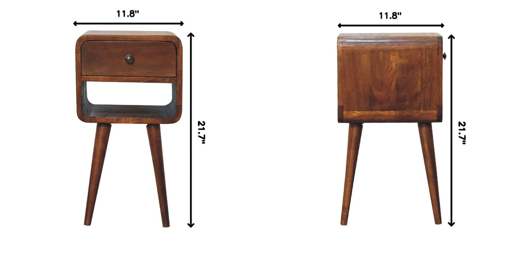 Mini Chestnut Curve Lower Bedside Nifhtstand