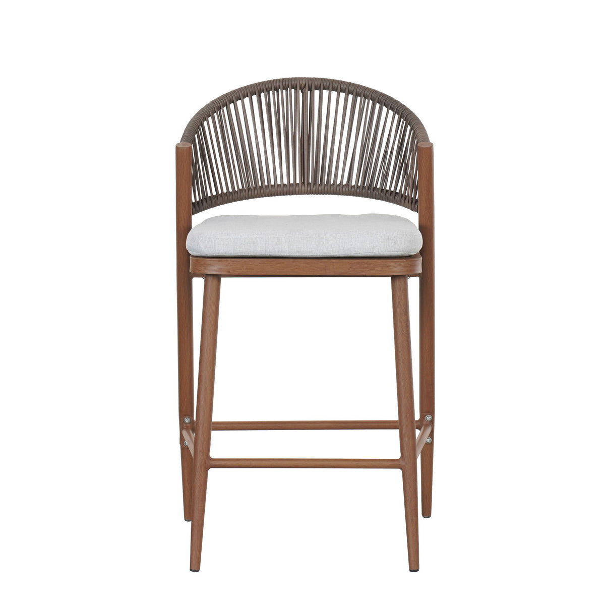 Outdoor 26" Counter Height Metal Frame Counter Stools With Scallop Shaped Backrest & Water Resistant Cushions