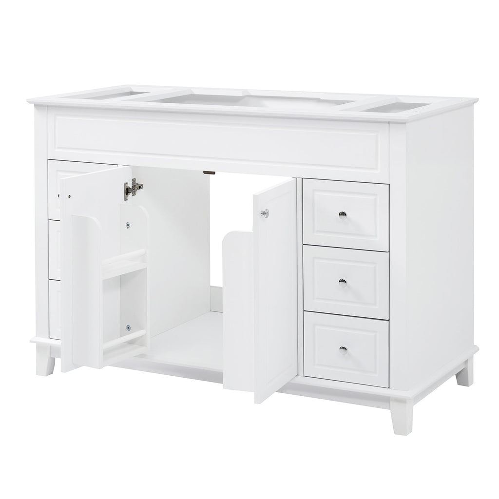 Bathroom Vanity Cabinet Only, 6 Soft Close Drawers & Double Doors - White