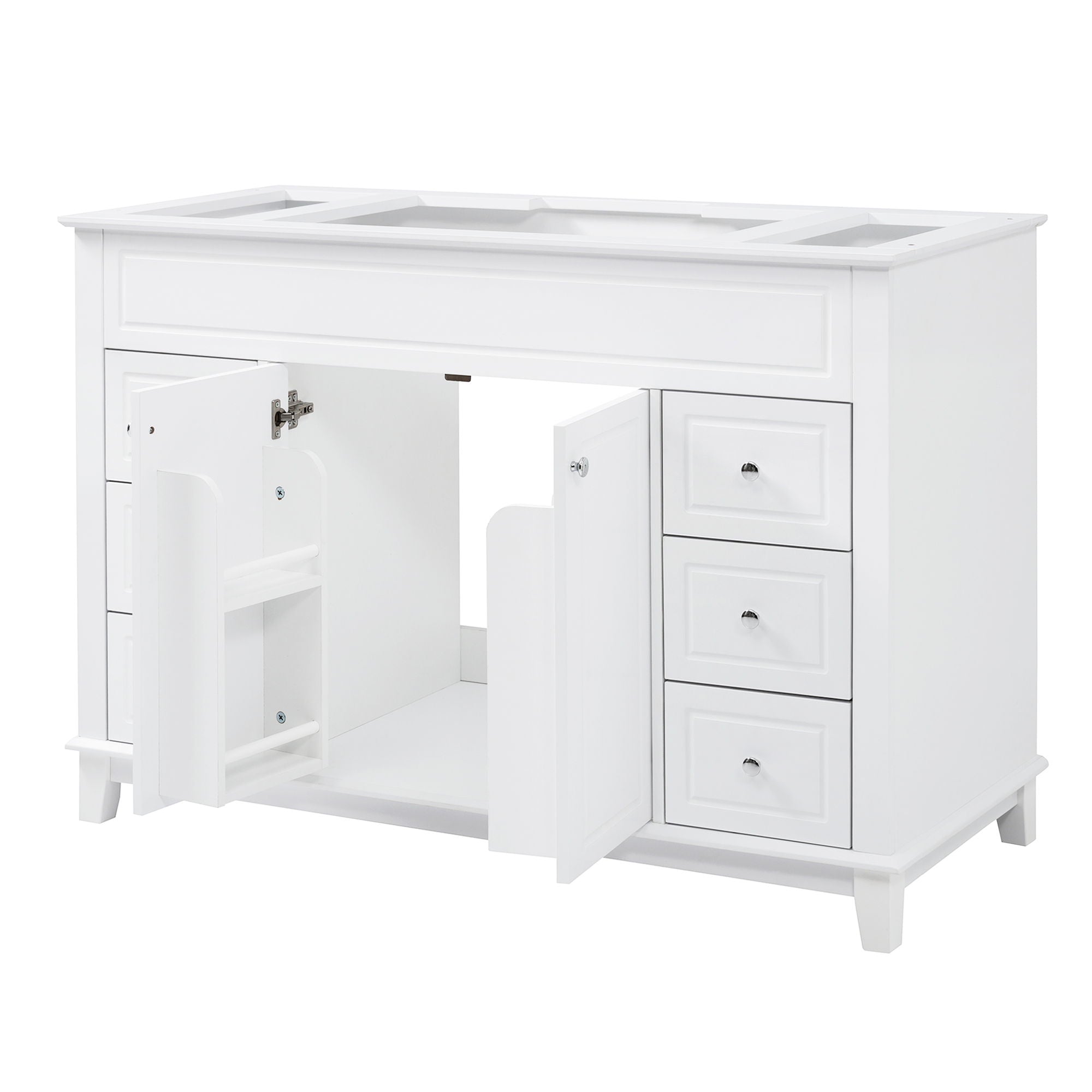 Bathroom Vanity Cabinet Only, 6 Soft Close Drawers & Double Doors - White