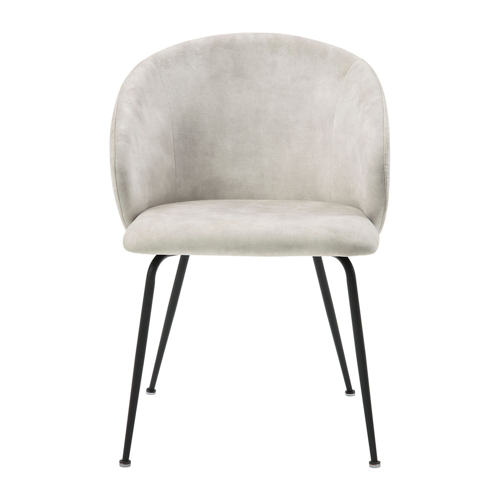 Velvet Upholstery Side Chairs 2 Piece Set With Metal Legs Modern Home Furniture - Beige