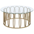 Round Glass Top Table With Polished Metal Base