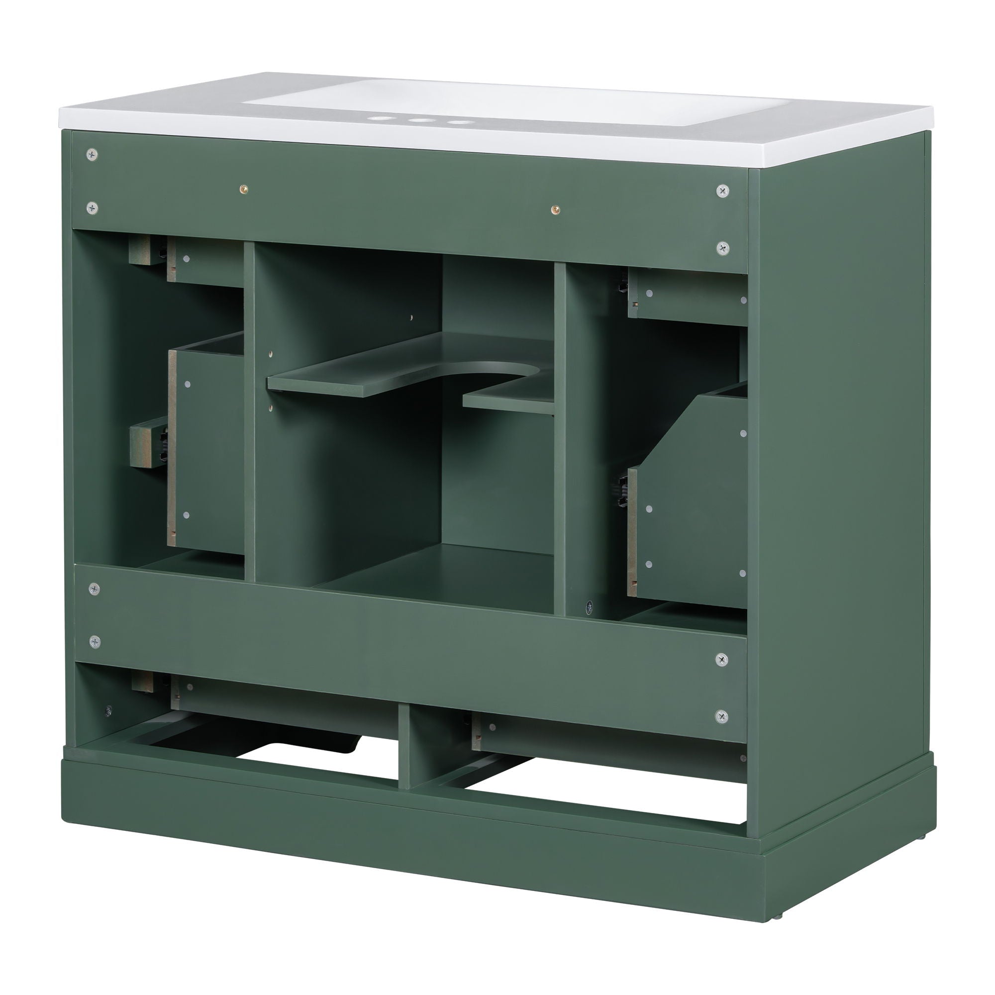 Modern Bathroom Vanity With Sink, 6 Drawers, Adjustable Shelf