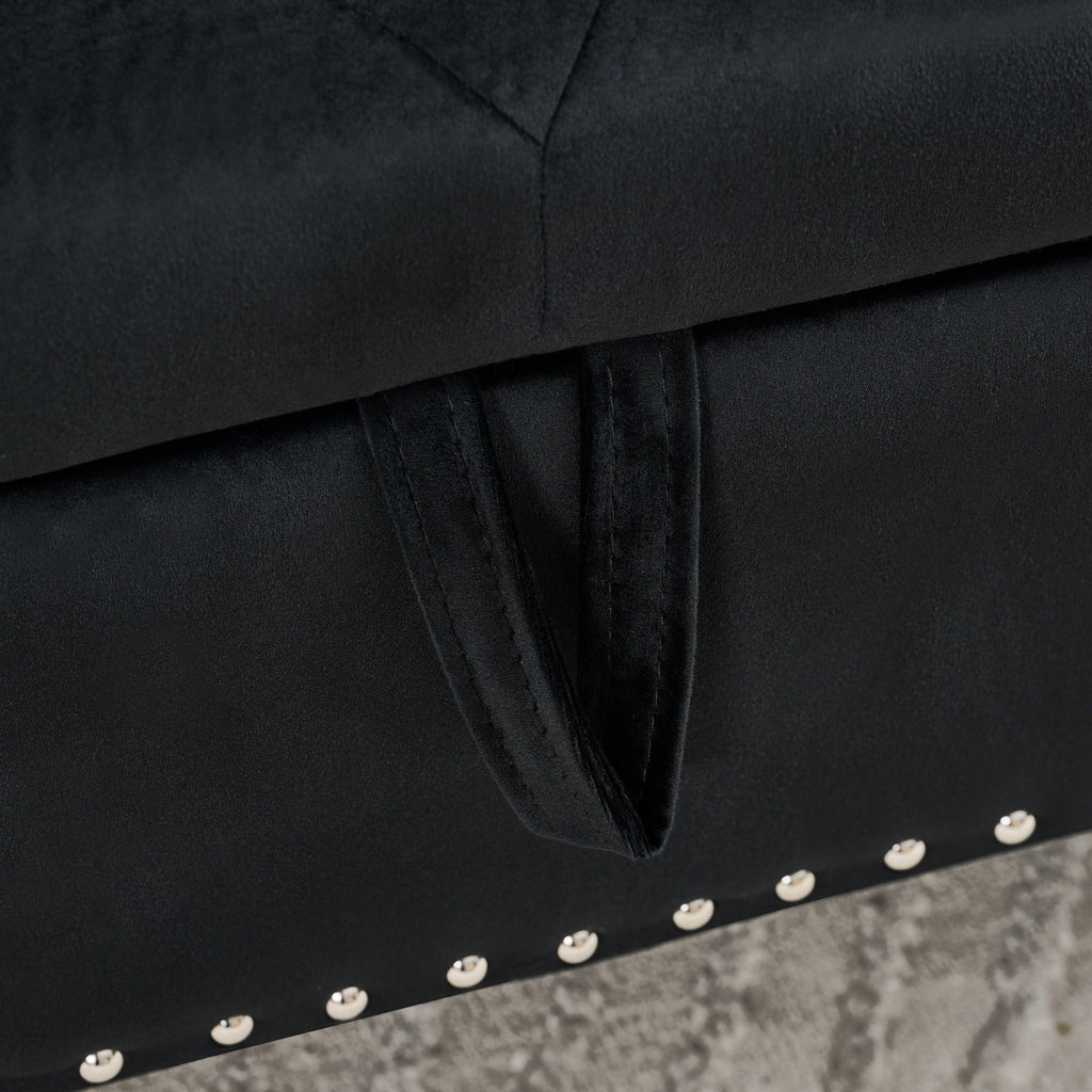 Storage Bench With Crystal Buttons And 1 Pillow For Bedroom