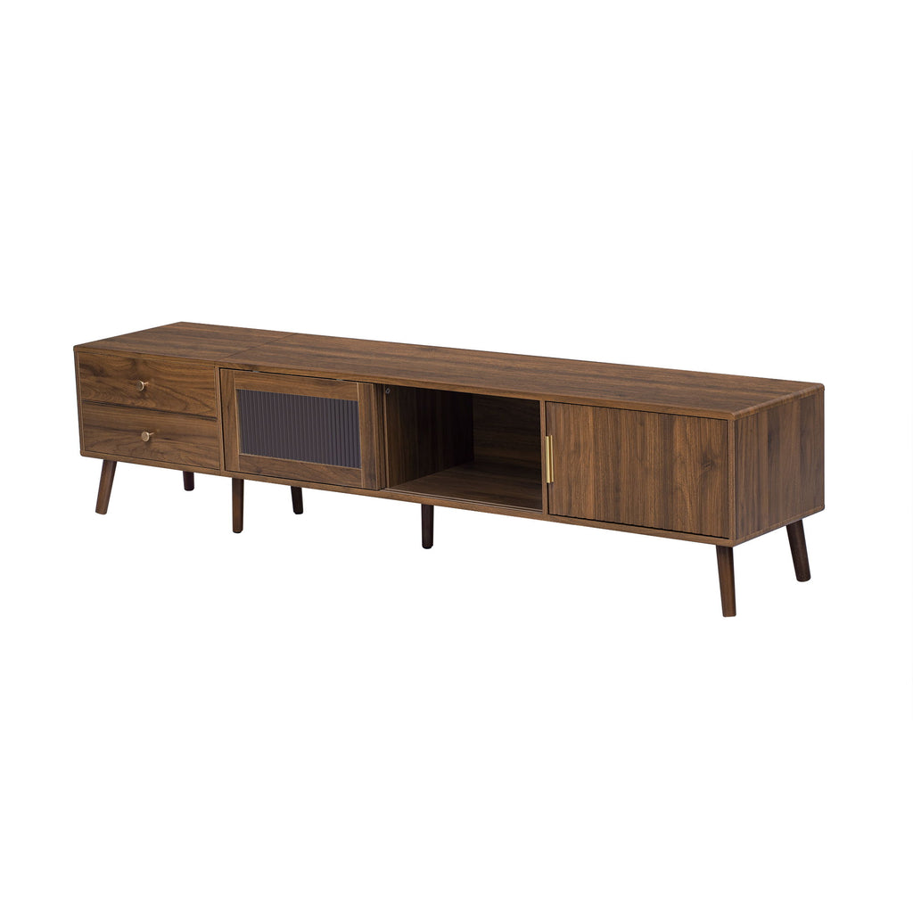 76" TV Stand, Entertainment Center With Storage Cabinets, TV Media Console Table For Living Room - Natural