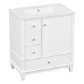 Bathroom Vanity With Sink, Freestanding Vanity Cabinet With Ceramic Basin, Soft Close Door, 3 Drawers
