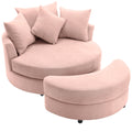 360° Swivel Accent Barrel Chair With Storage Ottoman & 4 Pillows, Modern Leisure Chair Round Accent For Living Room