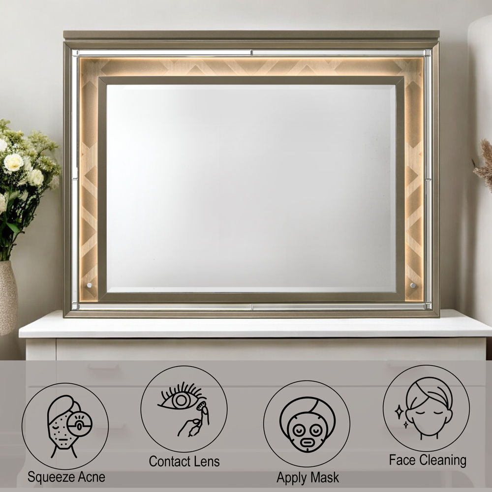 Skylar - Mirror With LED - Dark Champagne