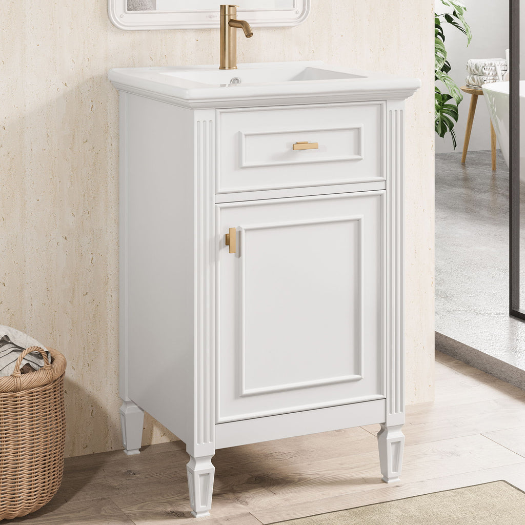 Bathroom Vanity With Sink, Adjustable Shelf, Tilt-Out Drawer