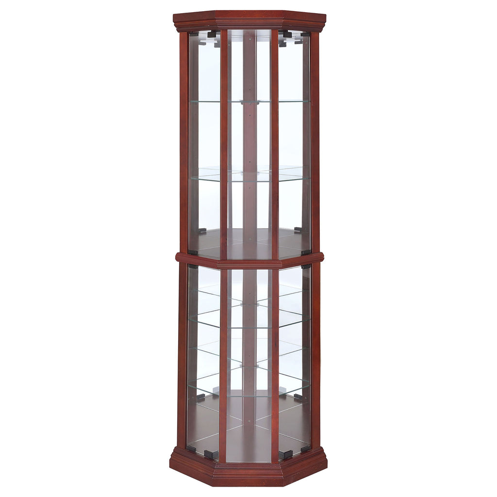 Jacob - 6 Shelf Curio Display Cabinet - Red / Brown