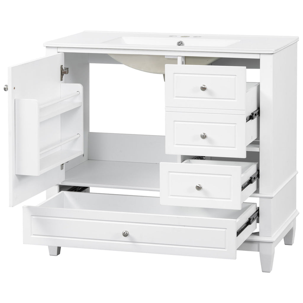 Modern Bathroom Vanity With Sink, 3 Drawers & Cabinet