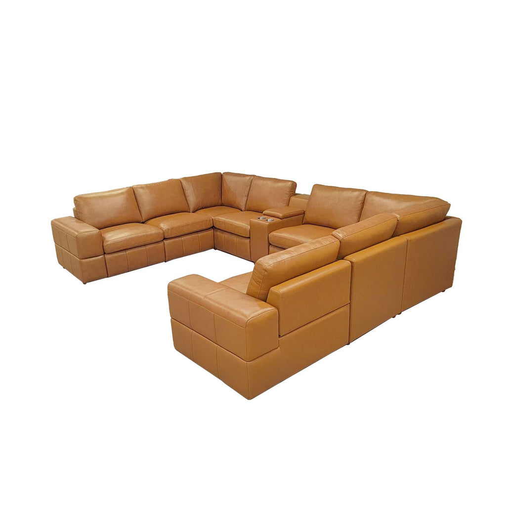 Upholstered Large Arms Sectional With Recliner Seats