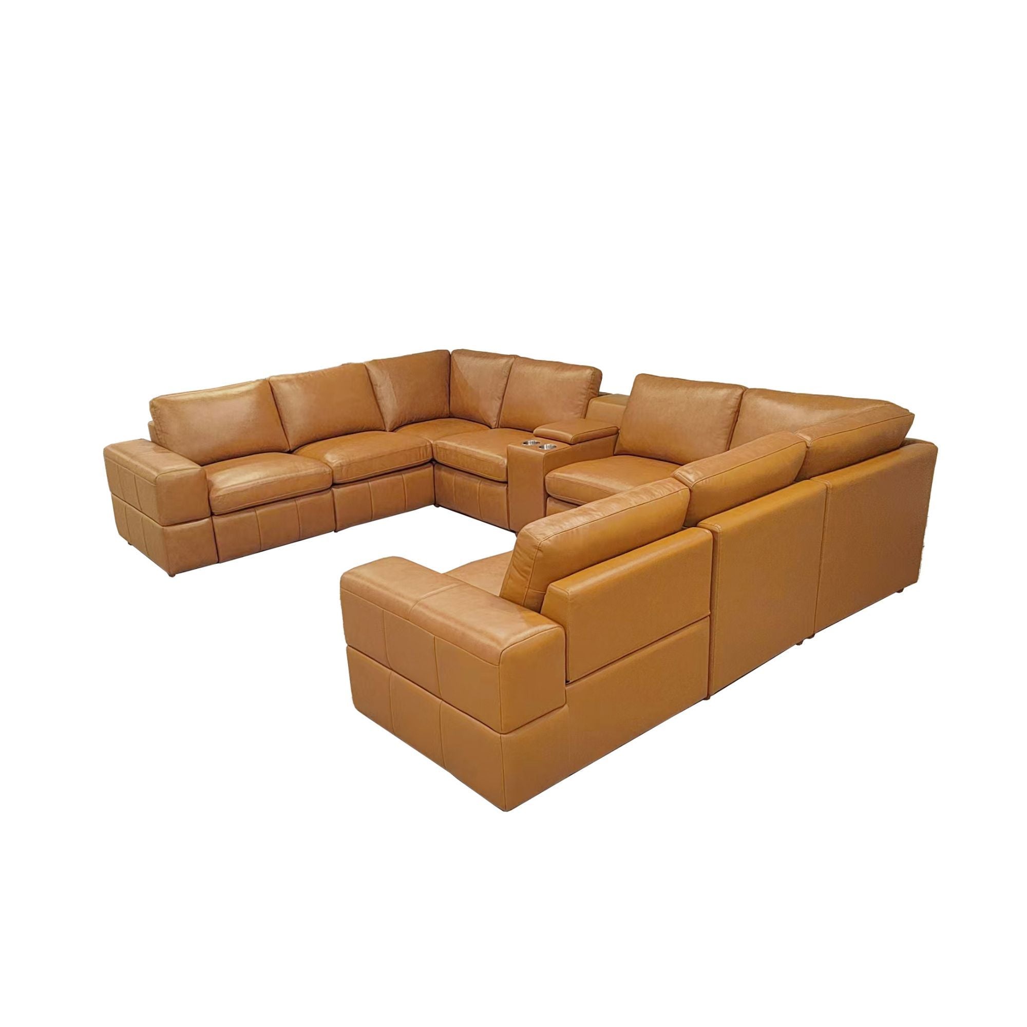 Upholstered Large Arms Sectional With Recliner Seats