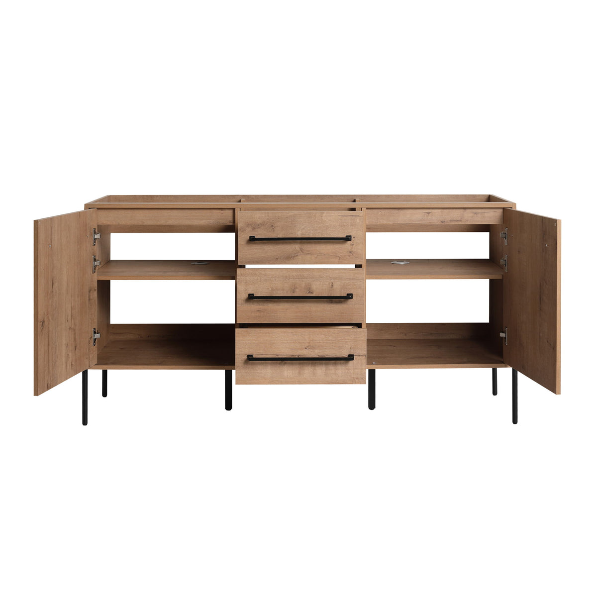 60" Freestanding Bathroom Vanity With Soft Close Doors And Drawers, (Vanity Only) - Imitative Oak