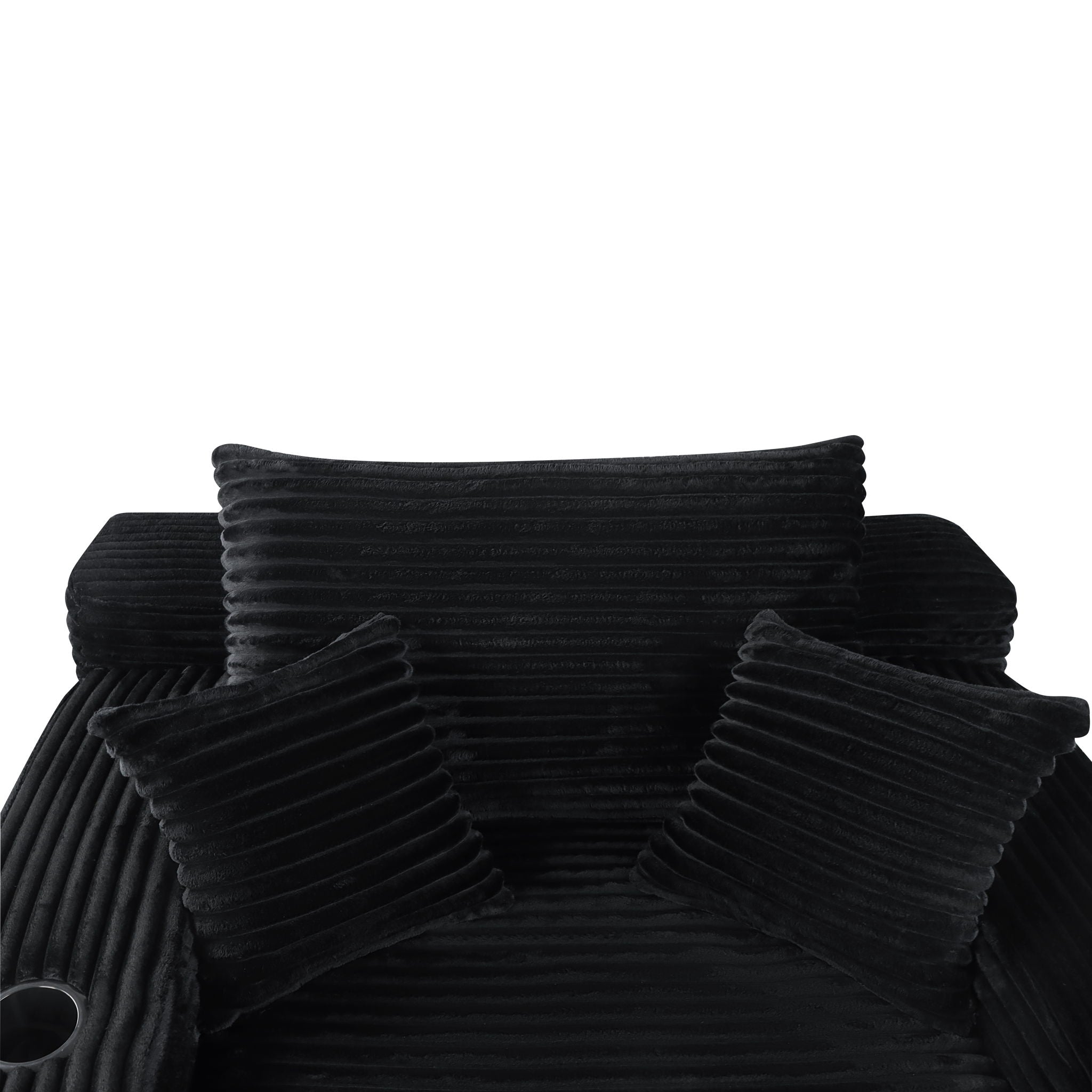 Convertible Chaise Lounge Chair With Wide Armrest & Throw Pillows - Black
